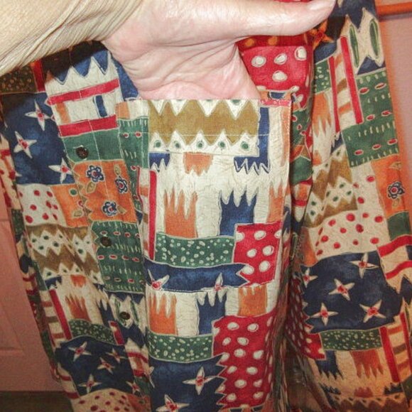 Vtg The Territory Ahead Patchwork Shirt Mens Size XXL Button Long Sleeves Artsy - Picture 3 of 10